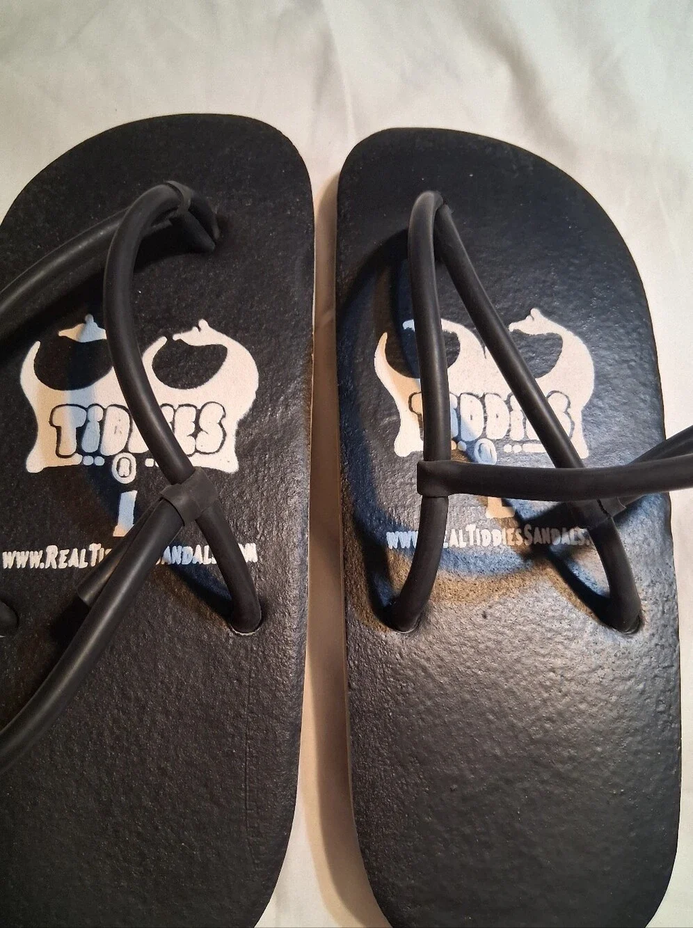 Tiddles Black Rubber Surgical Tubing Strap Sandals Recycled Tire Sole Beach